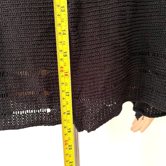 Sandra Miller Crochet Vest Sweater Womens S Black Knit Sleeveless Grandma Boho - Picture 5 of 5